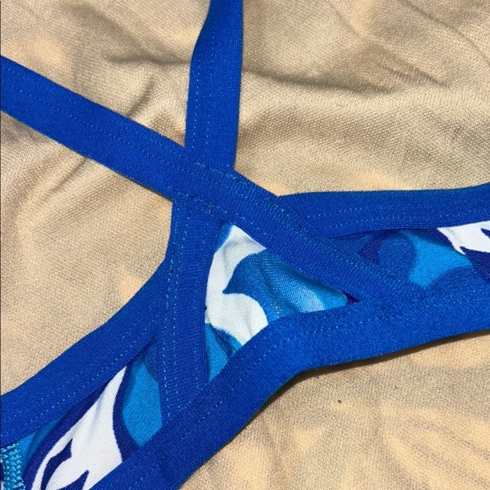 Blue and White Speedo Endurance Floral Swimsuit - Picture 7 of 10